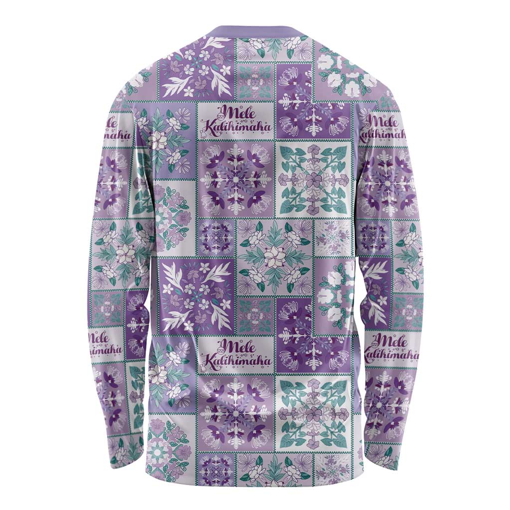 Mele Kalikimaka Hawaii Christmas Long Sleeve Shirt Poni Seamless Floral Motif - Polynesian Pride