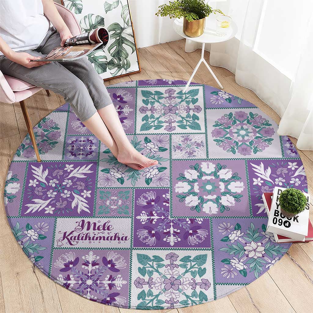 Mele Kalikimaka Hawaii Christmas Round Carpet Poni Seamless Floral Motif - Polynesian Pride