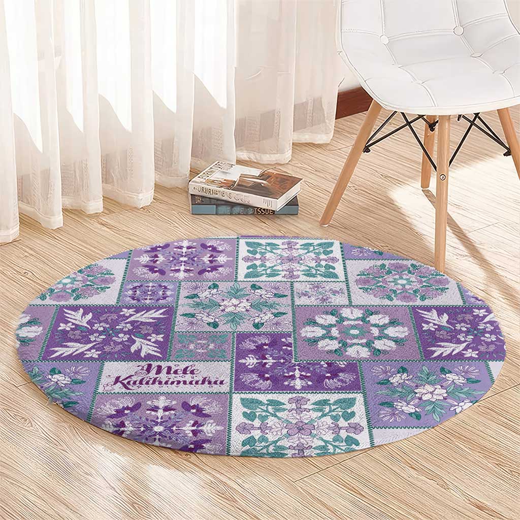Mele Kalikimaka Hawaii Christmas Round Carpet Poni Seamless Floral Motif - Polynesian Pride