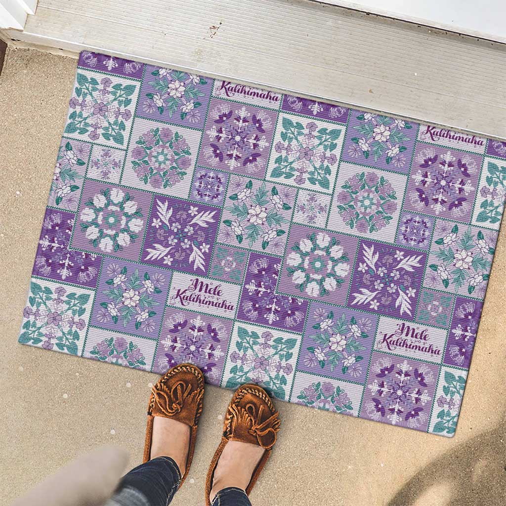 Mele Kalikimaka Hawaii Christmas Rubber Doormat Poni Seamless Floral Motif - Polynesian Pride