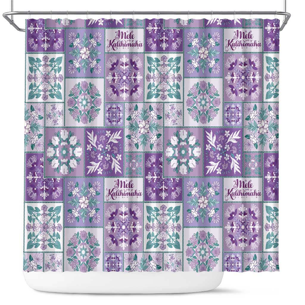Mele Kalikimaka Hawaii Christmas Shower Curtain Poni Seamless Floral Motif - Polynesian Pride
