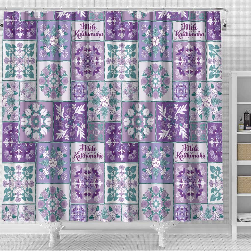 Mele Kalikimaka Hawaii Christmas Shower Curtain Poni Seamless Floral Motif - Polynesian Pride