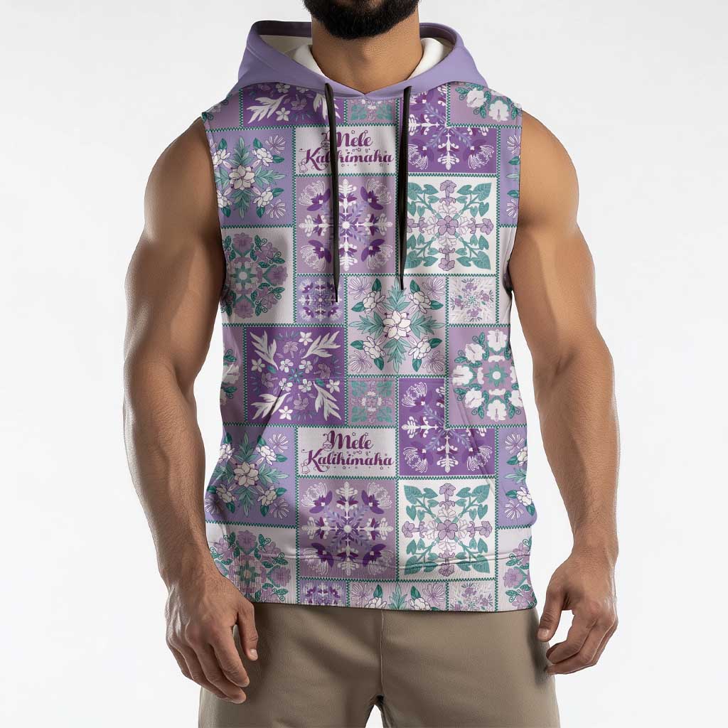 Mele Kalikimaka Hawaii Christmas Sleeveless Hoodie Poni Seamless Floral Motif - Polynesian Pride
