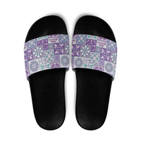 Mele Kalikimaka Hawaii Christmas Slide Sandals Poni Seamless Floral Motif - Polynesian Pride