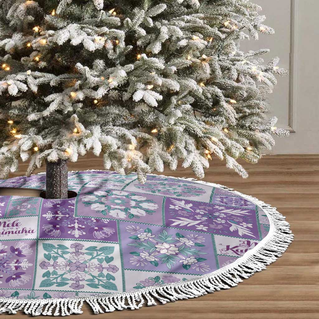 Mele Kalikimaka Hawaii Christmas Tree Skirt Poni Seamless Floral Motif - Polynesian Pride