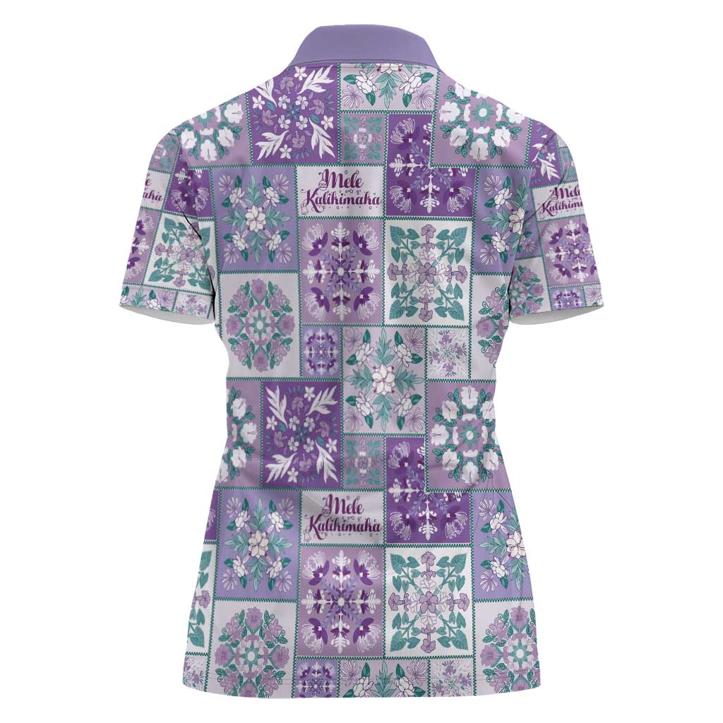 Mele Kalikimaka Hawaii Christmas Women Polo Shirt Poni Seamless Floral Motif - Polynesian Pride