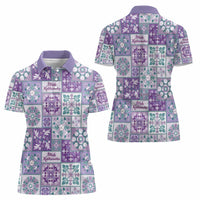 Mele Kalikimaka Hawaii Christmas Women Polo Shirt Poni Seamless Floral Motif - Polynesian Pride