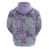 Mele Kalikimaka Hawaii Christmas Zip Hoodie Poni Seamless Floral Motif - Polynesian Pride