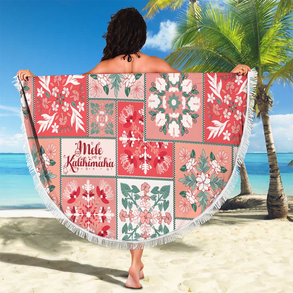 Mele Kalikimaka Hawaii Christmas Beach Blanket Ulaula Seamless Floral Motif - Polynesian Pride