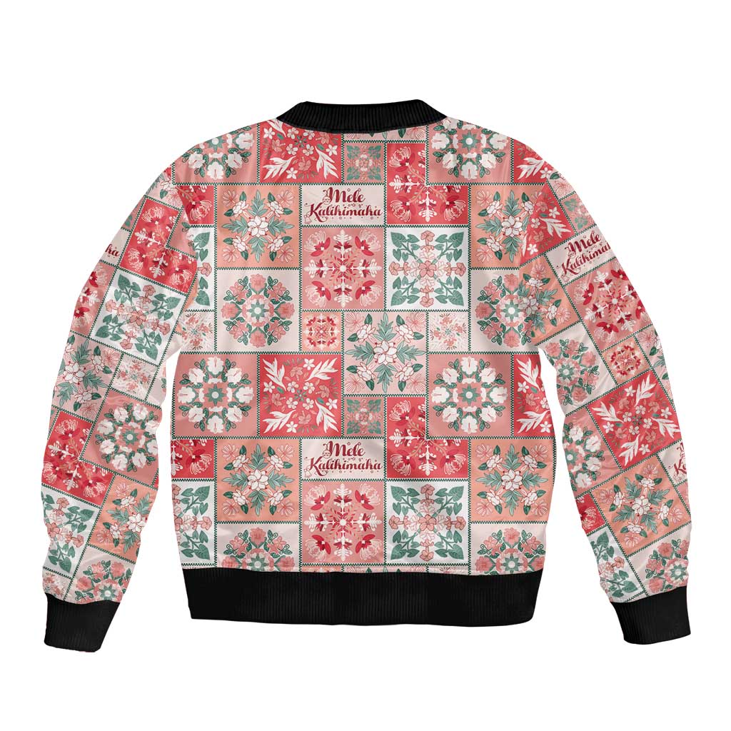 Mele Kalikimaka Hawaii Christmas Bomber Jacket Ulaula Seamless Floral Motif - Polynesian Pride