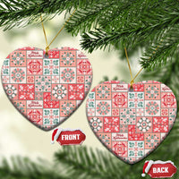 Mele Kalikimaka Hawaii Christmas Ceramic Ornament Ulaula Seamless Floral Motif - Polynesian Pride