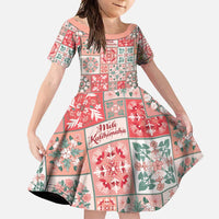 Mele Kalikimaka Hawaii Christmas Family Matching Long Sleeve Bodycon Dress and Hawaiian Shirt Ulaula Seamless Floral Motif - Polynesian Pride