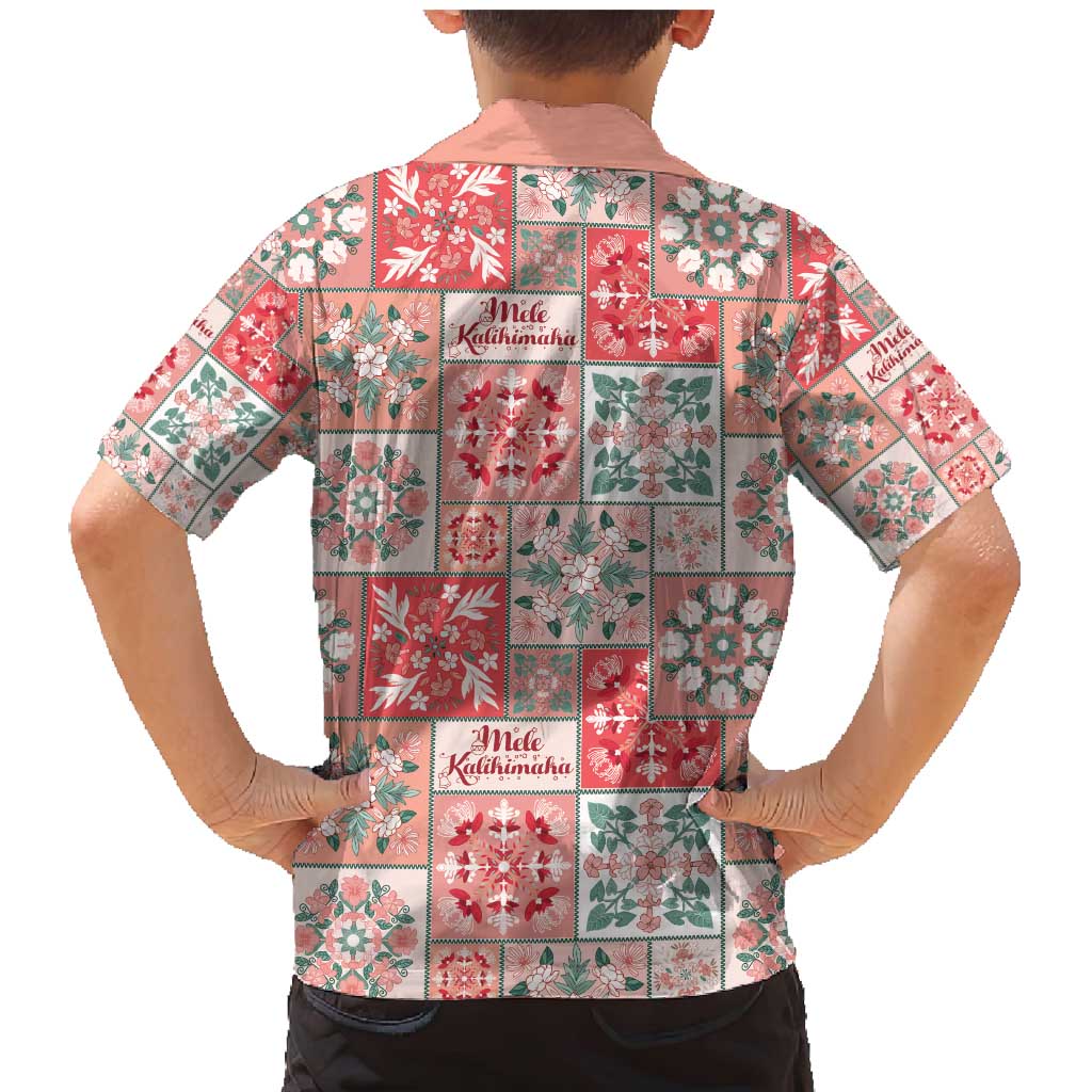 Mele Kalikimaka Hawaii Christmas Family Matching Mermaid Dress and Hawaiian Shirt Ulaula Seamless Floral Motif - Polynesian Pride