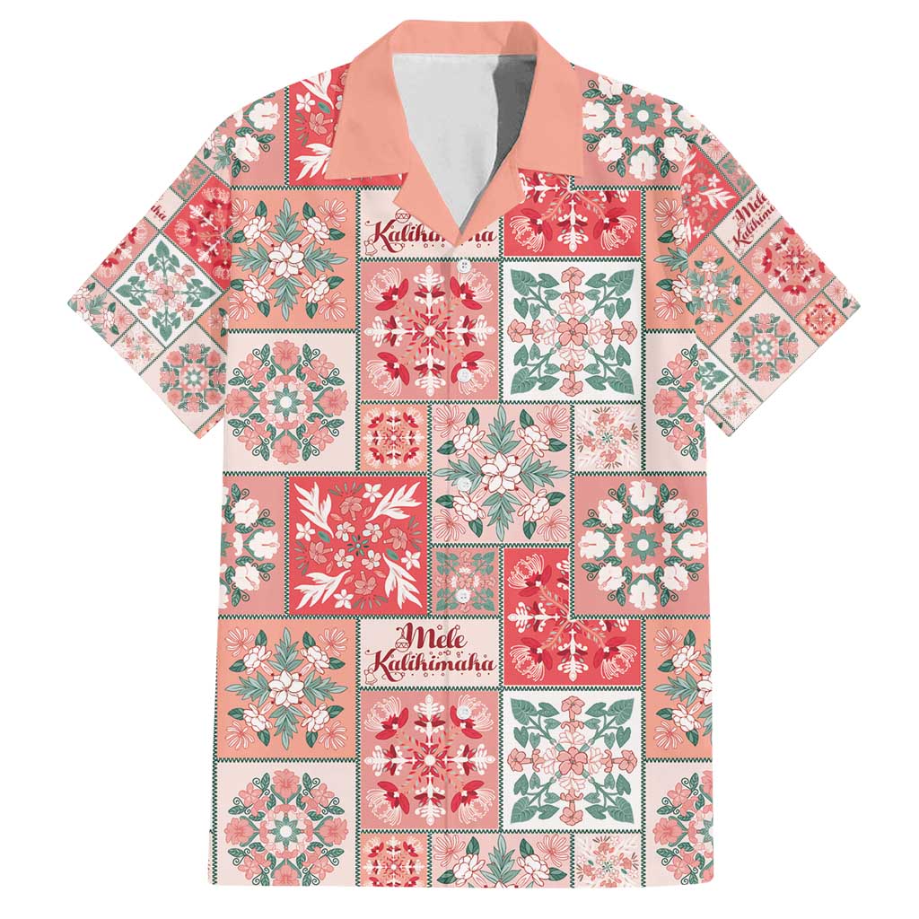 Mele Kalikimaka Hawaii Christmas Family Matching Off Shoulder Short Dress and Hawaiian Shirt Ulaula Seamless Floral Motif - Polynesian Pride