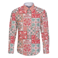 Mele Kalikimaka Hawaii Christmas Family Matching Short Sleeve Bodycon Dress and Hawaiian Shirt Ulaula Seamless Floral Motif - Polynesian Pride