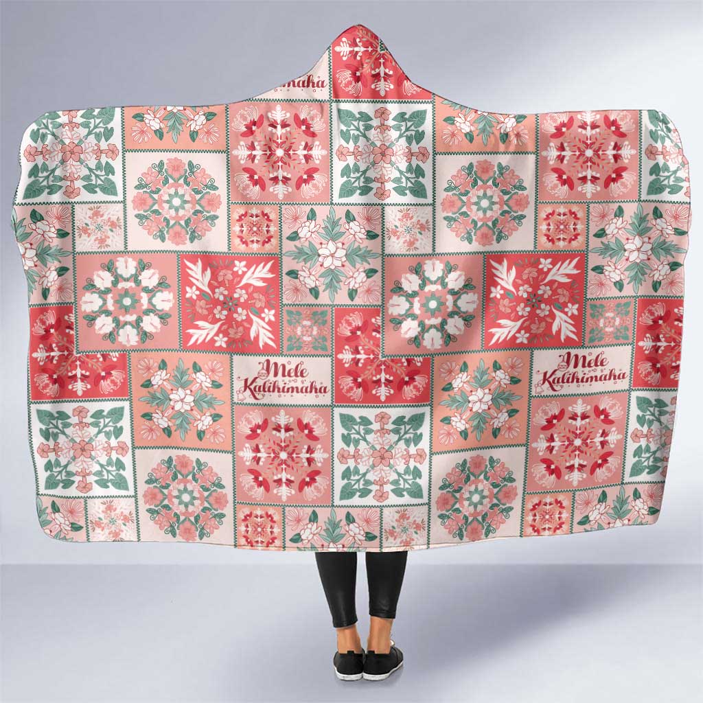 Mele Kalikimaka Hawaii Christmas Hooded Blanket Ulaula Seamless Floral Motif - Polynesian Pride