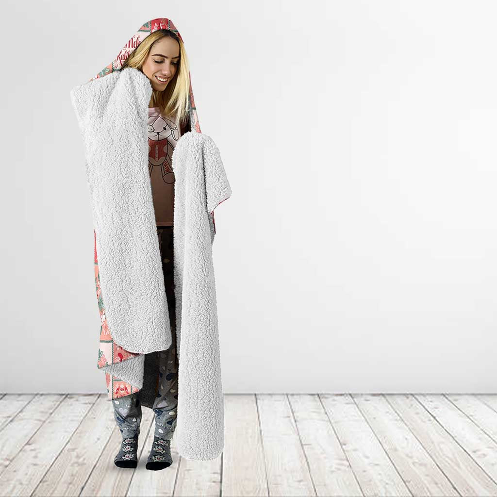 Mele Kalikimaka Hawaii Christmas Hooded Blanket Ulaula Seamless Floral Motif - Polynesian Pride