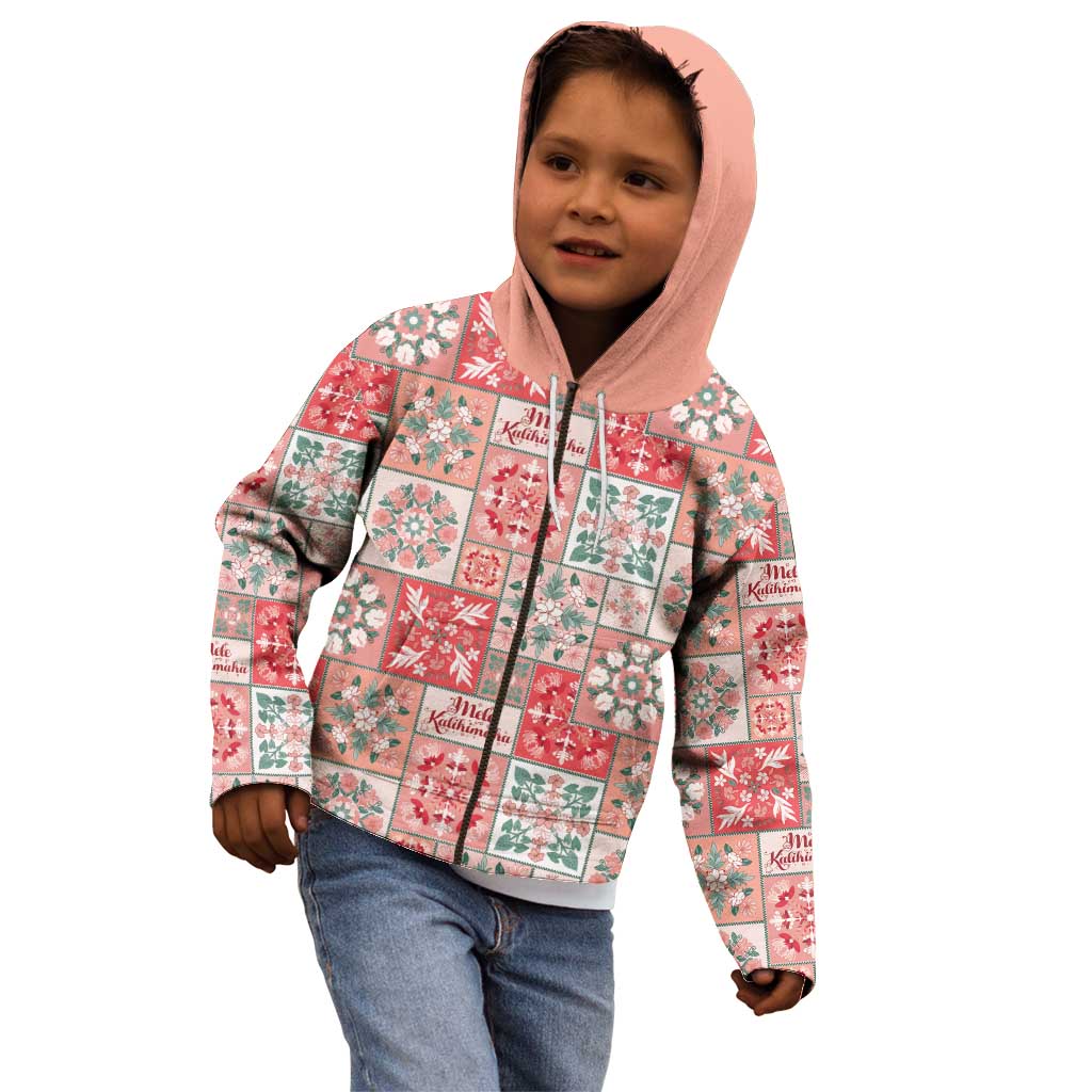 Mele Kalikimaka Hawaii Christmas Kid Hoodie Ulaula Seamless Floral Motif - Polynesian Pride