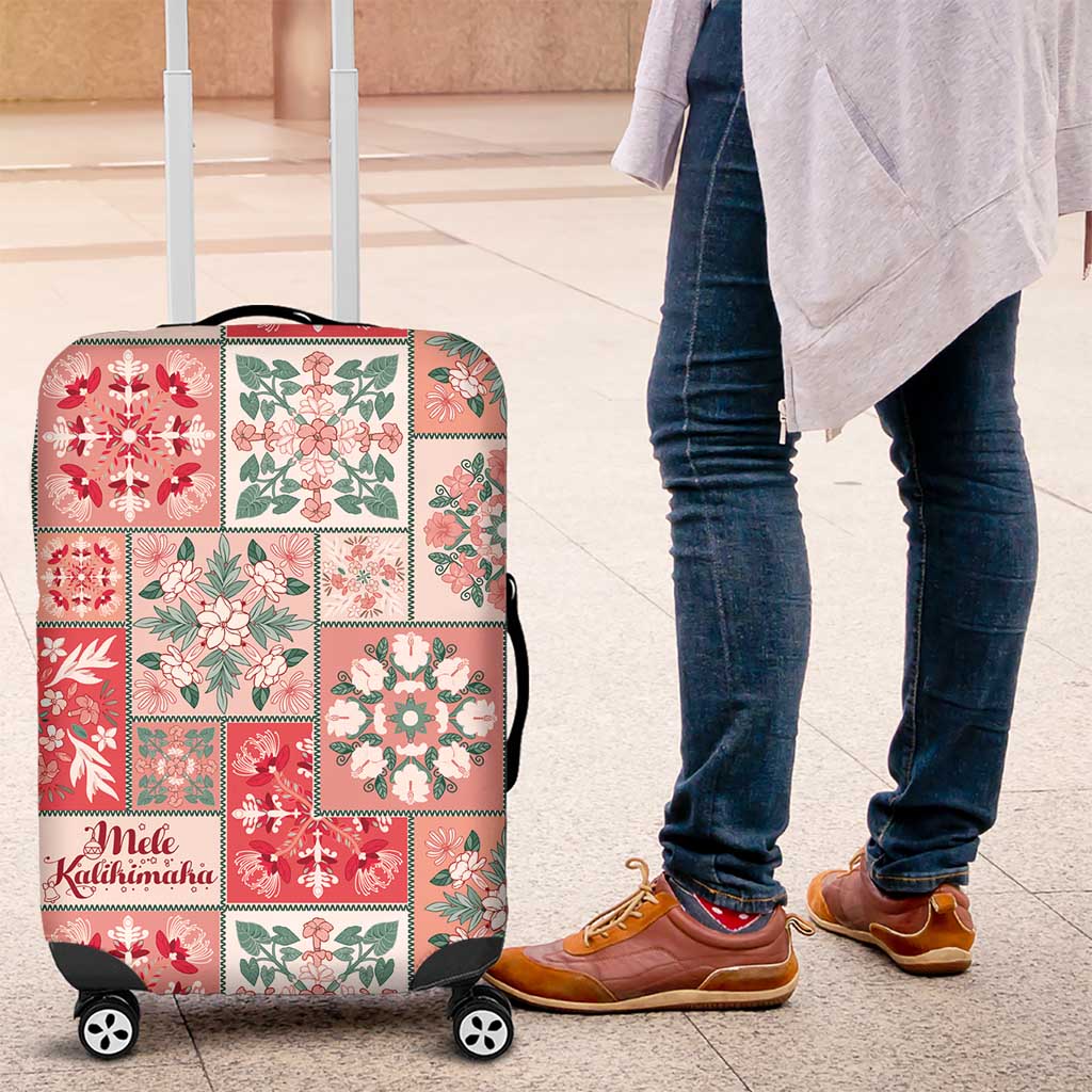 Mele Kalikimaka Hawaii Christmas Luggage Cover Ulaula Seamless Floral Motif - Polynesian Pride