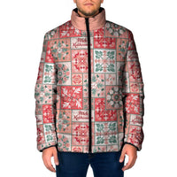 Mele Kalikimaka Hawaii Christmas Padded Jacket Ulaula Seamless Floral Motif - Polynesian Pride