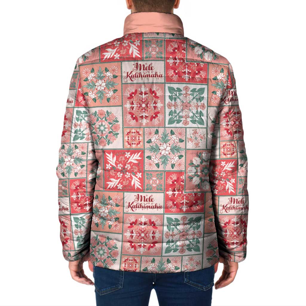 Mele Kalikimaka Hawaii Christmas Padded Jacket Ulaula Seamless Floral Motif - Polynesian Pride
