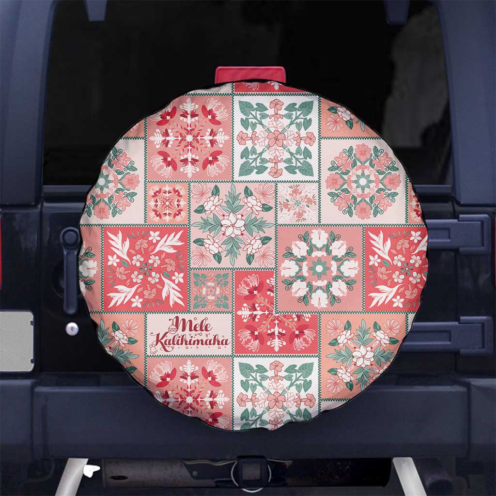 Mele Kalikimaka Hawaii Christmas Spare Tire Cover Ulaula Seamless Floral Motif - Polynesian Pride