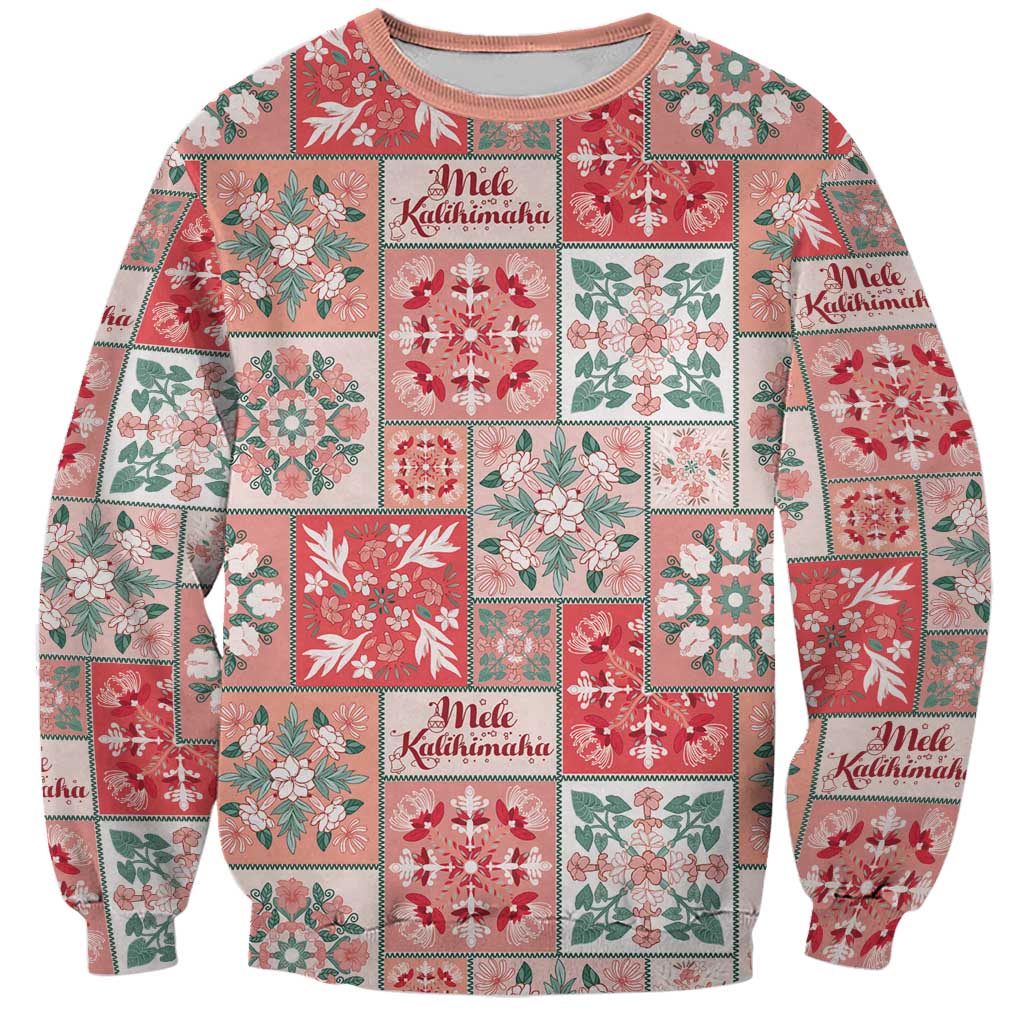 Mele Kalikimaka Hawaii Christmas Sweatshirt Ulaula Seamless Floral Motif - Polynesian Pride
