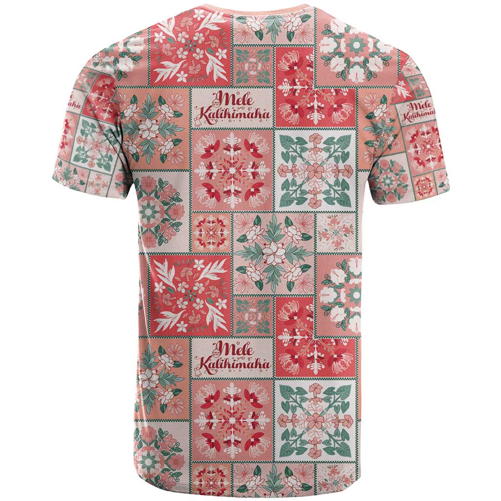 Mele Kalikimaka Hawaii Christmas T Shirt Ulaula Seamless Floral Motif - Polynesian Pride