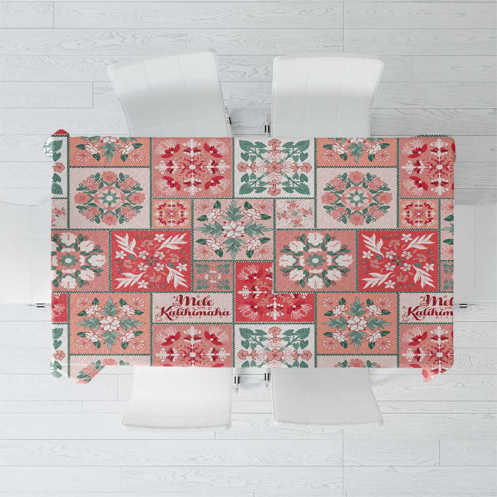 Mele Kalikimaka Hawaii Christmas Tablecloth Ulaula Seamless Floral Motif - Polynesian Pride