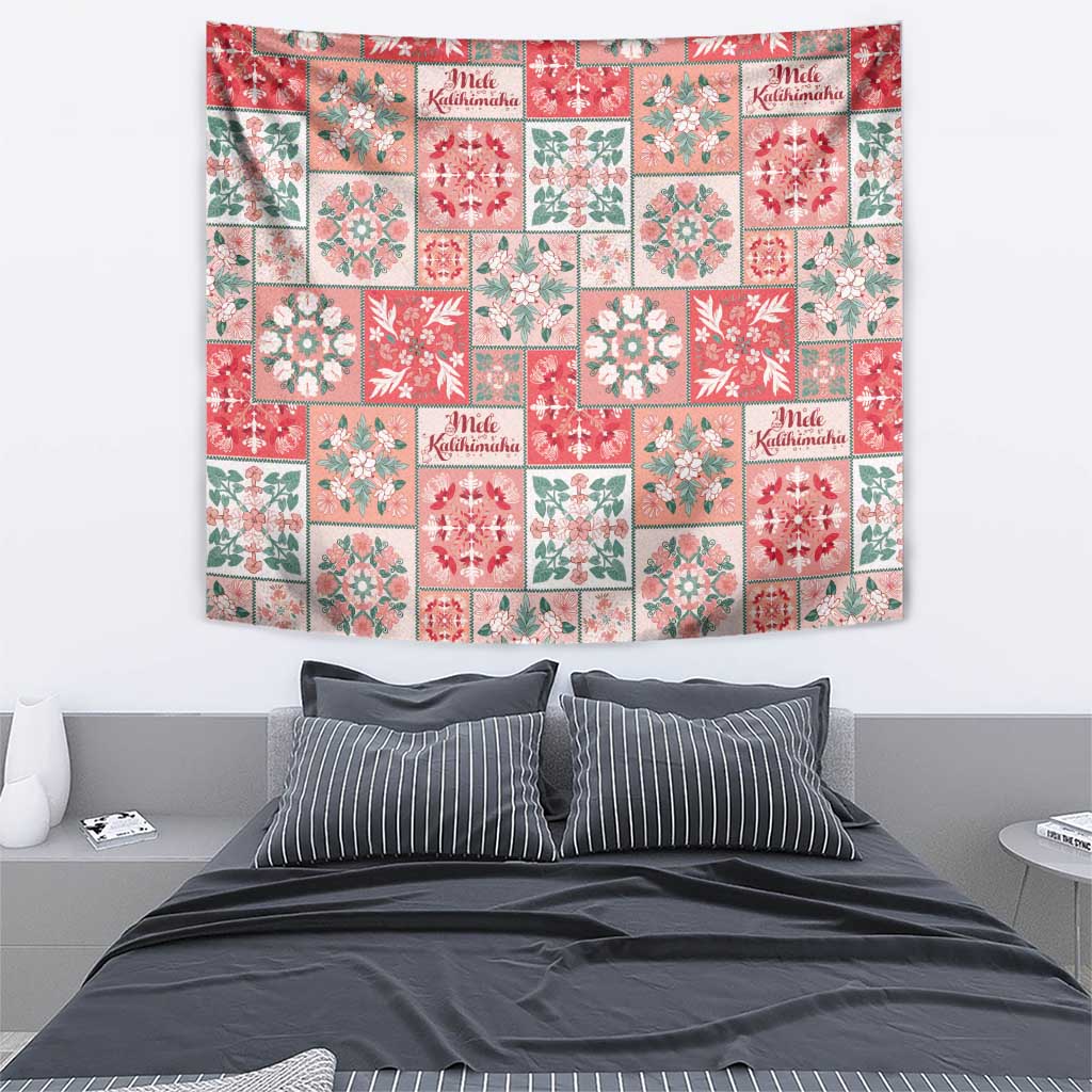 Mele Kalikimaka Hawaii Christmas Tapestry Ulaula Seamless Floral Motif - Polynesian Pride