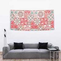 Mele Kalikimaka Hawaii Christmas Tapestry Ulaula Seamless Floral Motif - Polynesian Pride