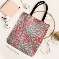 Mele Kalikimaka Hawaii Christmas Tote Bag Ulaula Seamless Floral Motif - Polynesian Pride