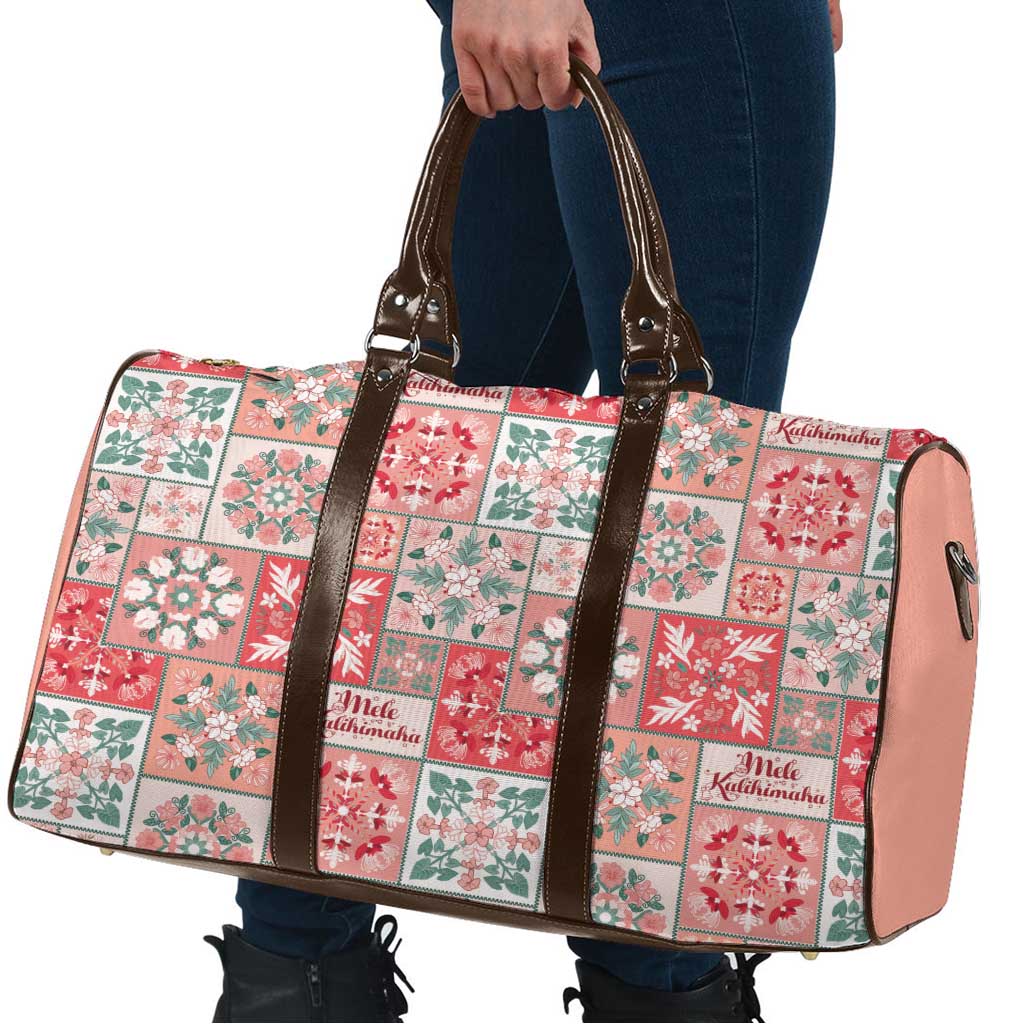 Mele Kalikimaka Hawaii Christmas Travel Bag Ulaula Seamless Floral Motif - Polynesian Pride