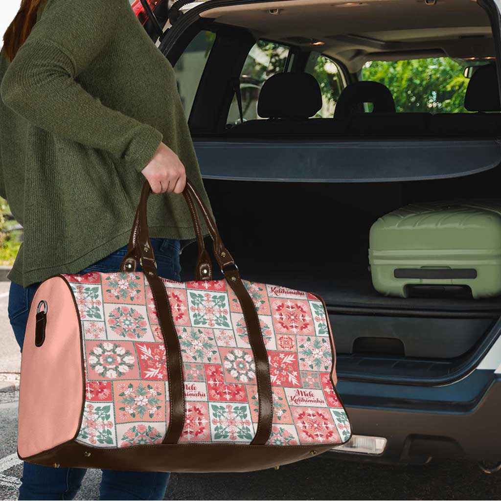 Mele Kalikimaka Hawaii Christmas Travel Bag Ulaula Seamless Floral Motif - Polynesian Pride