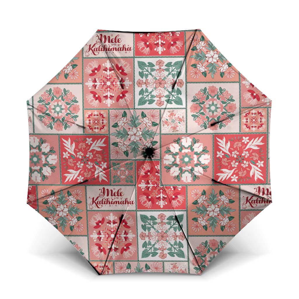 Mele Kalikimaka Hawaii Christmas Umbrella Ulaula Seamless Floral Motif - Polynesian Pride