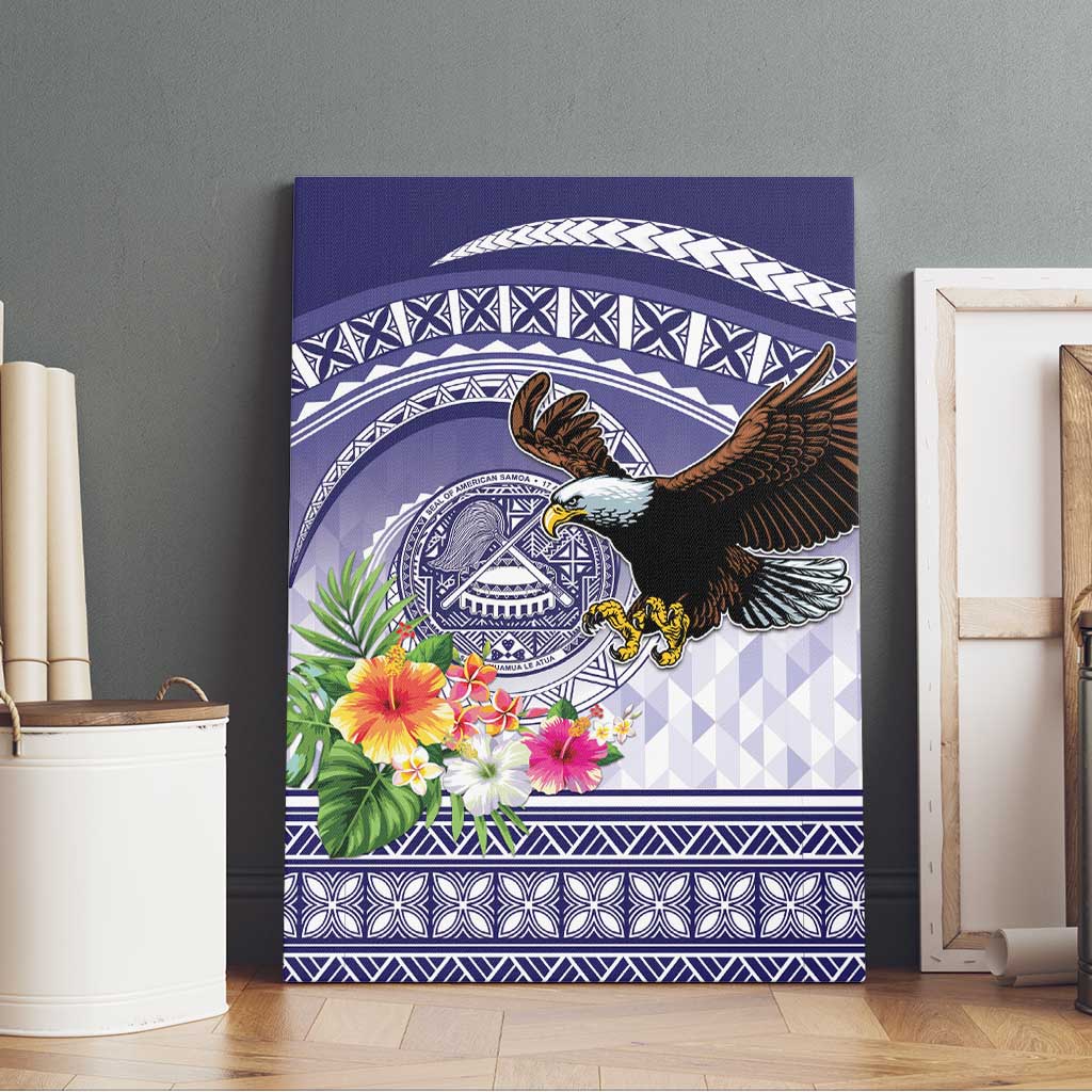 American Samoa Bald Eagle Canvas Wall Art Polynesian Tropical Flowers LT9 - Polynesian Pride