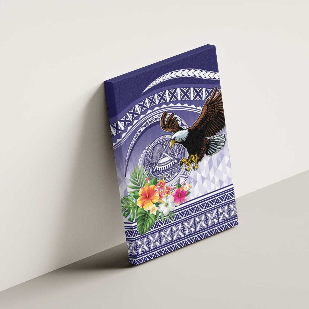 American Samoa Bald Eagle Canvas Wall Art Polynesian Tropical Flowers LT9 - Polynesian Pride