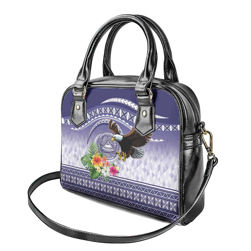American Samoa Bald Eagle Shoulder Handbag Polynesian Tropical Flowers