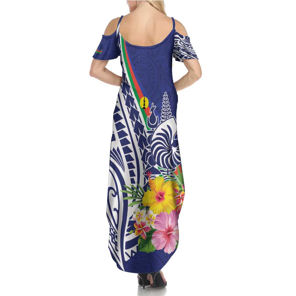 New Caledonia Kagu Bird Family Matching Summer Maxi Dress and Hawaiian Shirt Polynesian Tropical Flowers