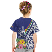 New Caledonia Kagu Bird Kid T Shirt Polynesian Tropical Flowers LT9 - Polynesian Pride