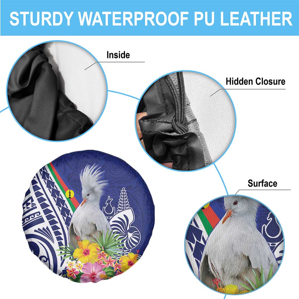New Caledonia Kagu Bird Spare Tire Cover Polynesian Tropical Flowers