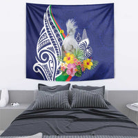 New Caledonia Kagu Bird Tapestry Polynesian Tropical Flowers