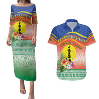 New Caledonia Nautilus Shell Couples Matching Puletasi and Hawaiian Shirt Polynesian Tropical Flowers LT9 Red - Polynesian Pride