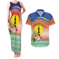 New Caledonia Nautilus Shell Couples Matching Tank Maxi Dress and Hawaiian Shirt Polynesian Tropical Flowers LT9 Red - Polynesian Pride