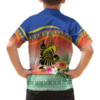 New Caledonia Nautilus Shell Family Matching Short Sleeve Bodycon Dress and Hawaiian Shirt Polynesian Tropical Flowers