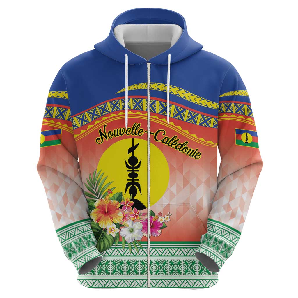 New Caledonia Nautilus Shell Hoodie Polynesian Tropical Flowers