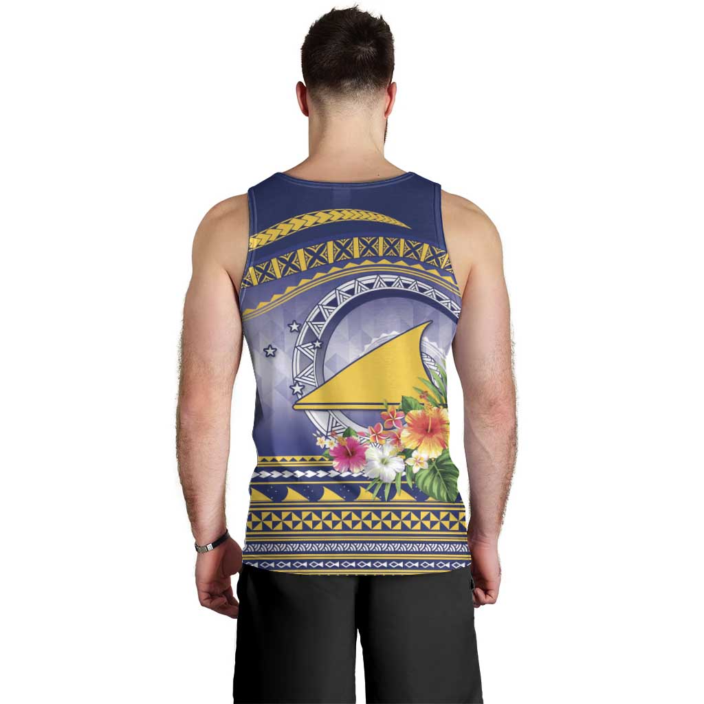 Tokelau Tuluma Men Tank Top Polynesian Tropical Flowers