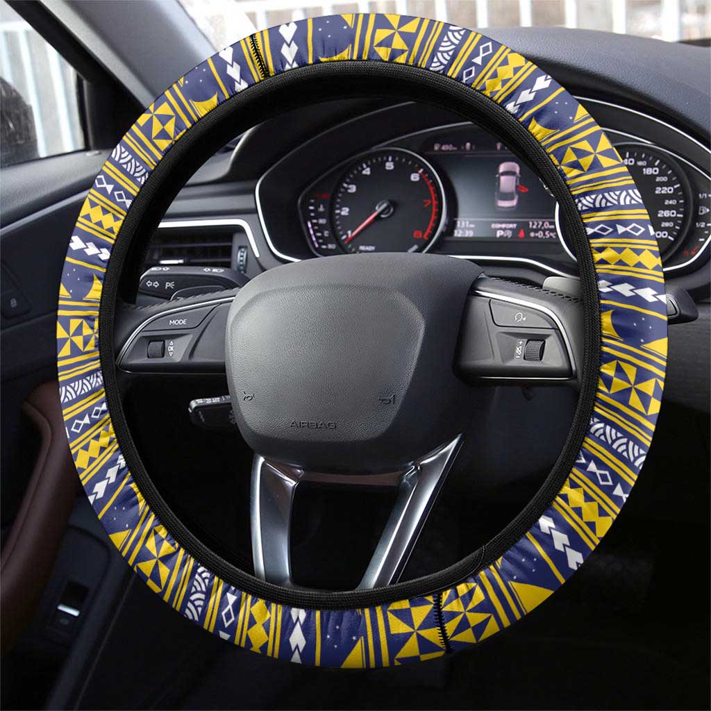 Tokelau Tuluma Steering Wheel Cover Polynesian Tropical Flowers