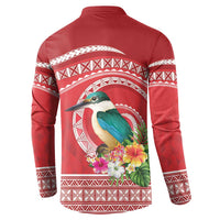 Wallis et Futuna Kingfisher Button Sweatshirt Polynesian Tropical Flowers