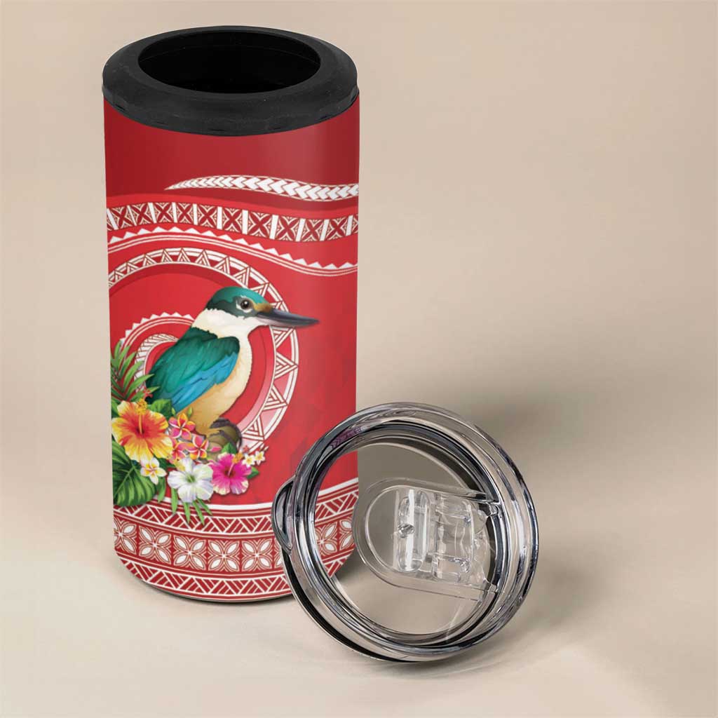 Wallis et Futuna Kingfisher 4 in 1 Can Cooler Tumbler Polynesian Tropical Flowers